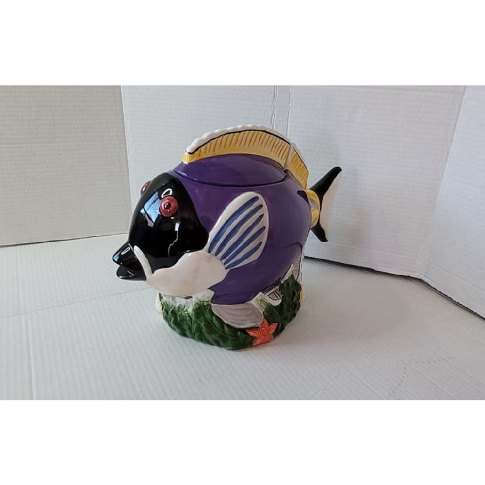 Sakura Claire Murray Purple Black Angel Fish Cookie Jar